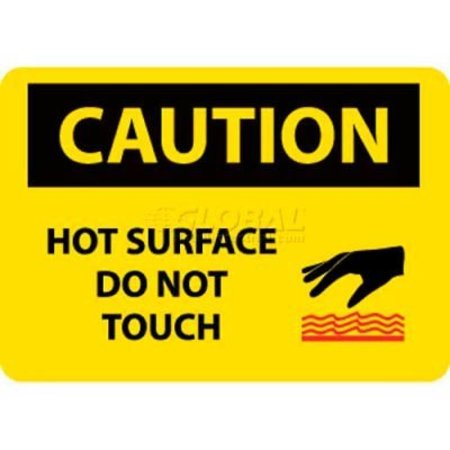 NATIONAL MARKER CO NMC OSHA Sign, Caution Hot Surface Do Not Touch, 10in X 14in, Yellow/Black C525AB
